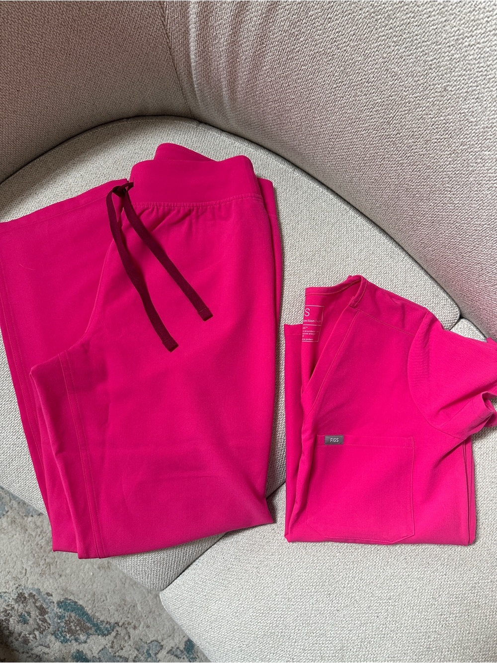 Figs Shocking Pink Catarina and Livingston scrubs.
